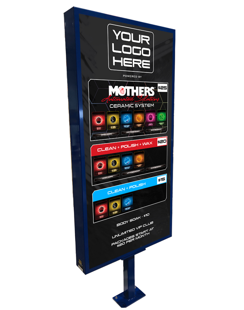 Mothers Automated Solutions™ 36" x 72" car wash menu angled view